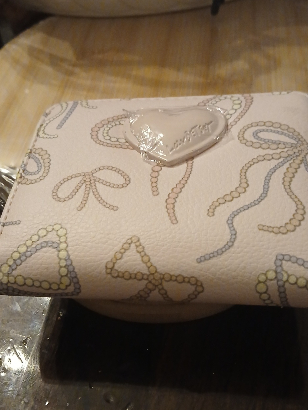 Betsey Johnson Women's Cream Patterned Wallet - Elegant Pastel Design Nwot